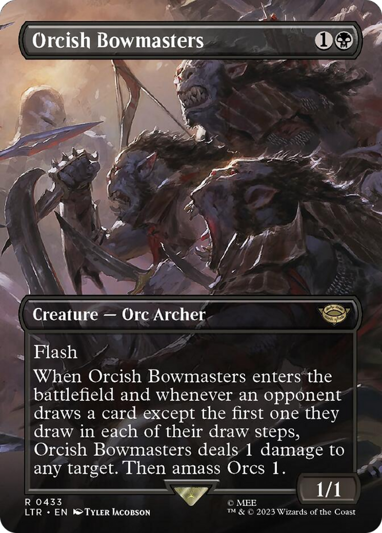 Orcish Bowmasters (Borderless Alternate Art) [The Lord of the Rings: Tales of Middle-Earth] | Cards and Coasters CA