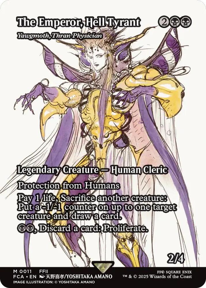 The Emperor, Hell Tyrant - Yawgmoth, Thran Physician (Showcase) [FINAL FANTASY : Through the Ages] | Cards and Coasters CA