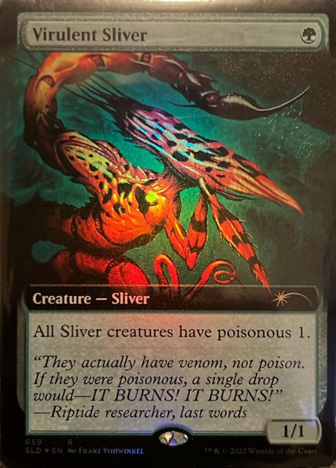 Virulent Sliver (Extended Art) [Secret Lair Drop Promos] | Cards and Coasters CA