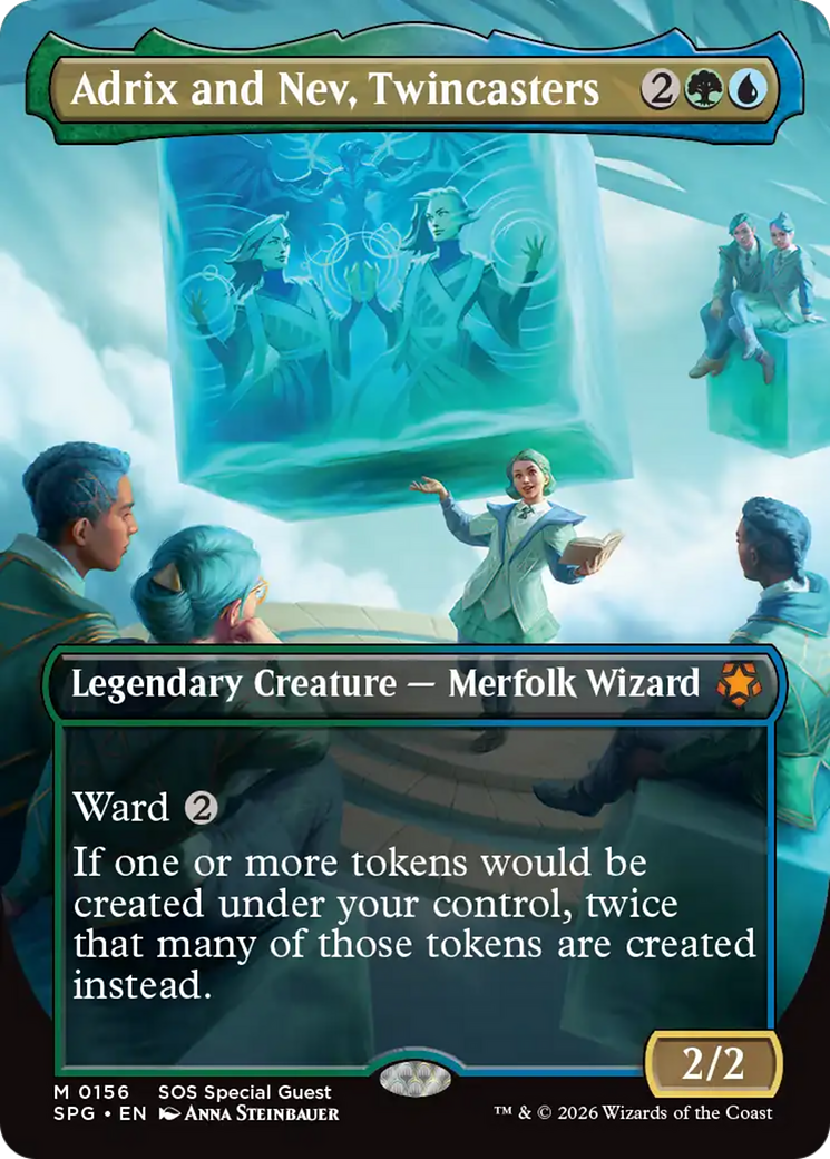 Adrix and Nev, Twincasters (Borderless) [Secrets of Strixhaven Special Guests] | Cards and Coasters CA