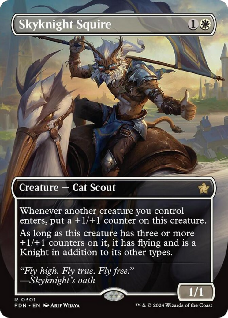 Skyknight Squire (Borderless) [Foundations] | Cards and Coasters CA