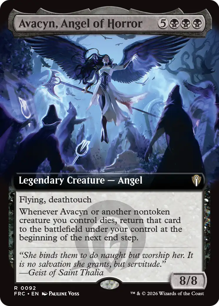 Avacyn, Angel of Horror (Extended Art) [Reality Fracture Commander] | Cards and Coasters CA