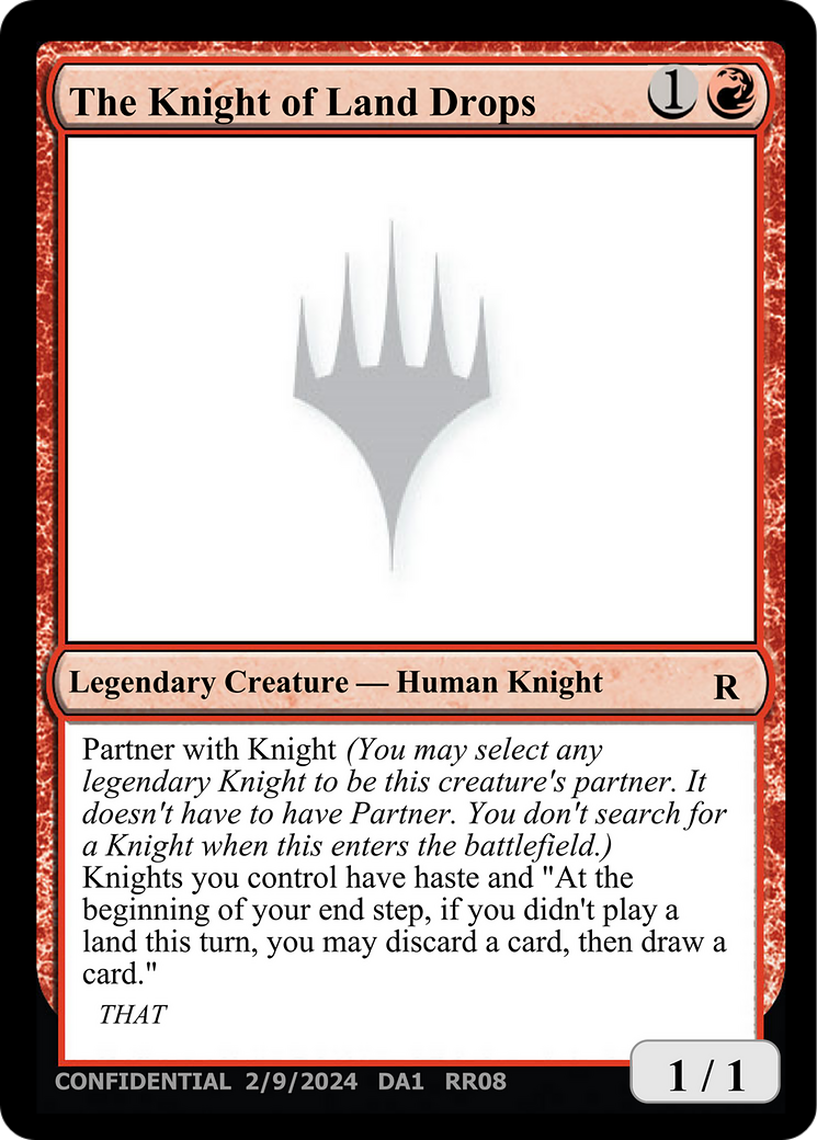 The Knight of Land Drops [Unknown Event] | Cards and Coasters CA