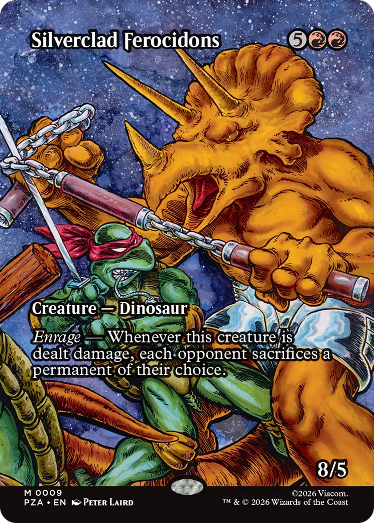 Silverclad Ferocidons (Borderless) [Teenage Mutant Ninja Turtles Eternal-Legal] | Cards and Coasters CA
