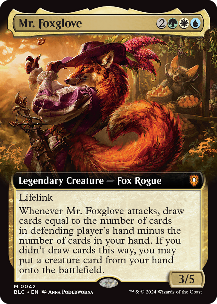 Mr. Foxglove (Extended Art) [Bloomburrow Commander] | Cards and Coasters CA