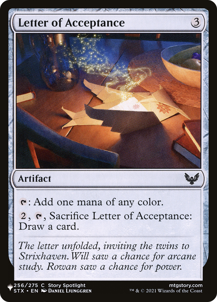 Letter of Acceptance [The List Reprints] | Cards and Coasters CA