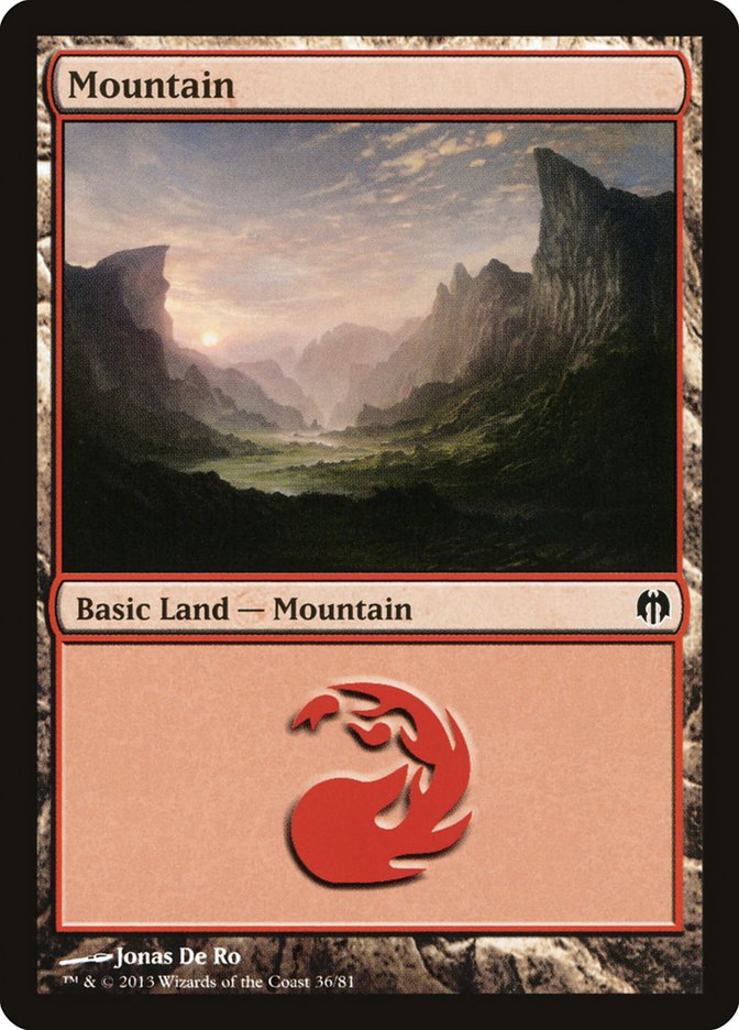 Mountain (36) [Duel Decks: Heroes vs. Monsters] | Cards and Coasters CA