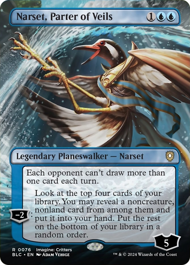 Narset, Parter of Veils (Borderless) [Bloomburrow Commander] | Cards and Coasters CA