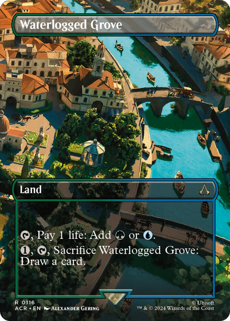 Waterlogged Grove (Borderless) [Assassin's Creed] | Cards and Coasters CA