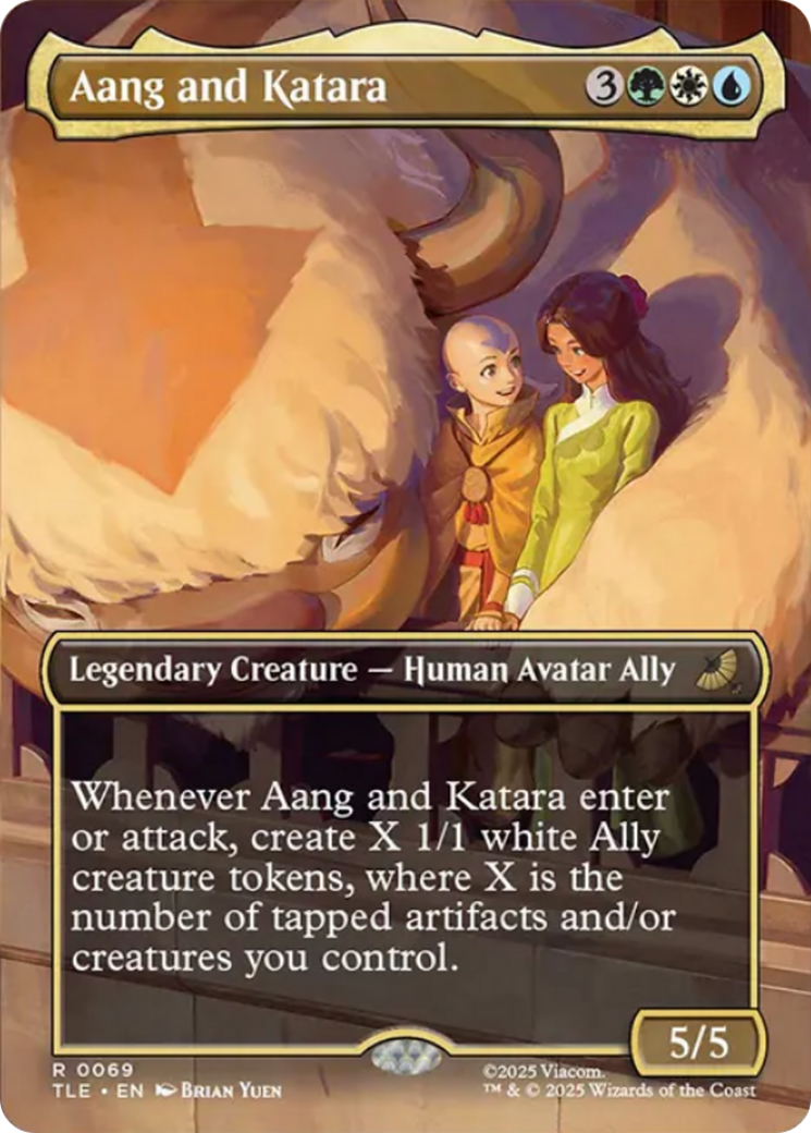 Aang and Katara (Borderless) [Avatar: The Last Airbender: Eternal-Legal] | Cards and Coasters CA