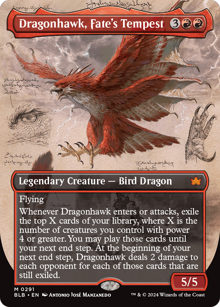 Dragonhawk, Fate's Tempest (Borderless) [Bloomburrow] | Cards and Coasters CA