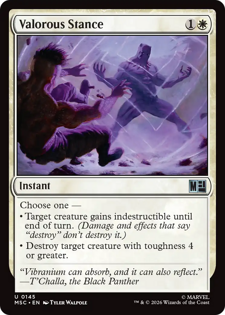 Valorous Stance (Surge Foil) [Marvel Super Heroes Commander] | Cards and Coasters CA