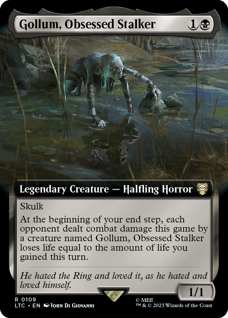 Gollum, Obsessed Stalker (Extended Art) [The Lord of the Rings: Tales of Middle-Earth Commander] | Cards and Coasters CA