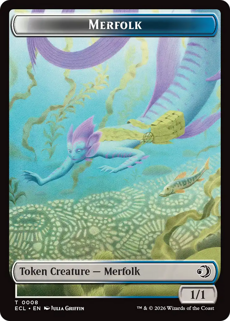 Merfolk // Worm Double-Sided Token [Lorwyn Eclipsed Tokens] | Cards and Coasters CA