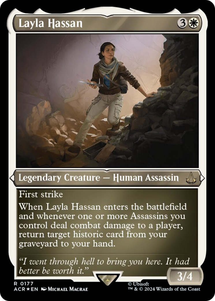 Layla Hassan (Foil Etched) [Assassin's Creed] | Cards and Coasters CA