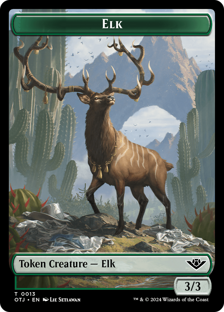 Treasure // Elk Double-Sided Token [Outlaws of Thunder Junction Tokens] | Cards and Coasters CA