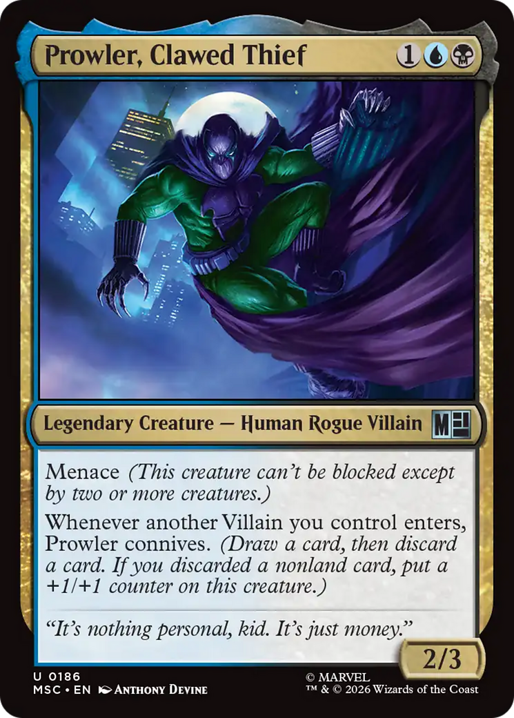 Prowler, Clawed Thief (Surge Foil) [Marvel Super Heroes] | Cards and Coasters CA