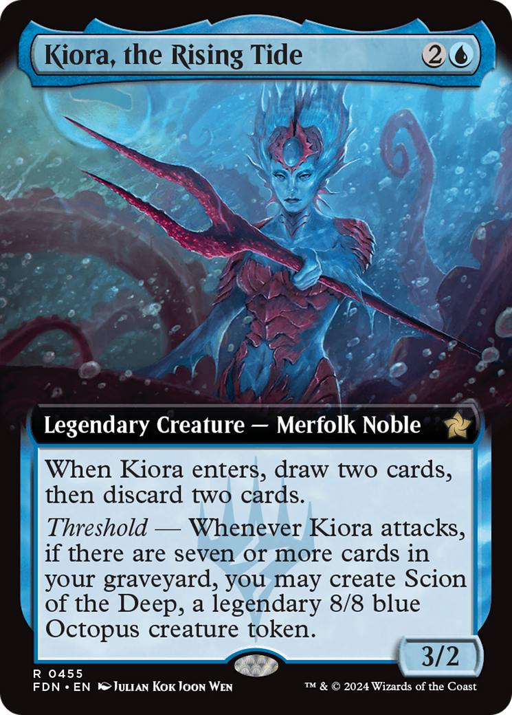 Kiora, the Rising Tide (Extended Art) [Foundations] | Cards and Coasters CA