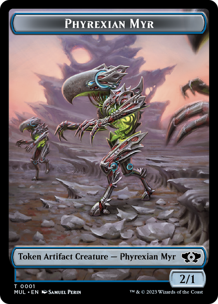 Phyrexian Myr // Knight Double-Sided Token [March of the Machine Tokens] | Cards and Coasters CA