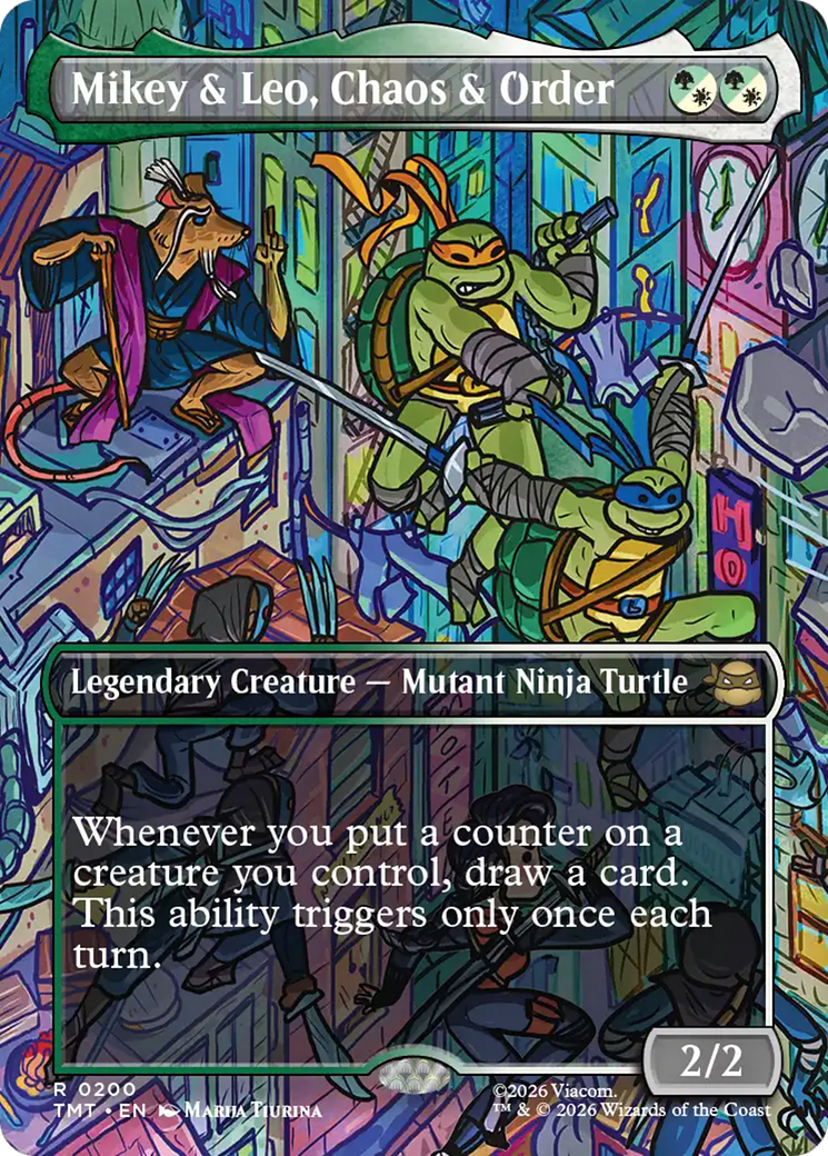Mikey & Leo, Chaos & Order (Borderless) [Teenage Mutant Ninja Turtles] | Cards and Coasters CA