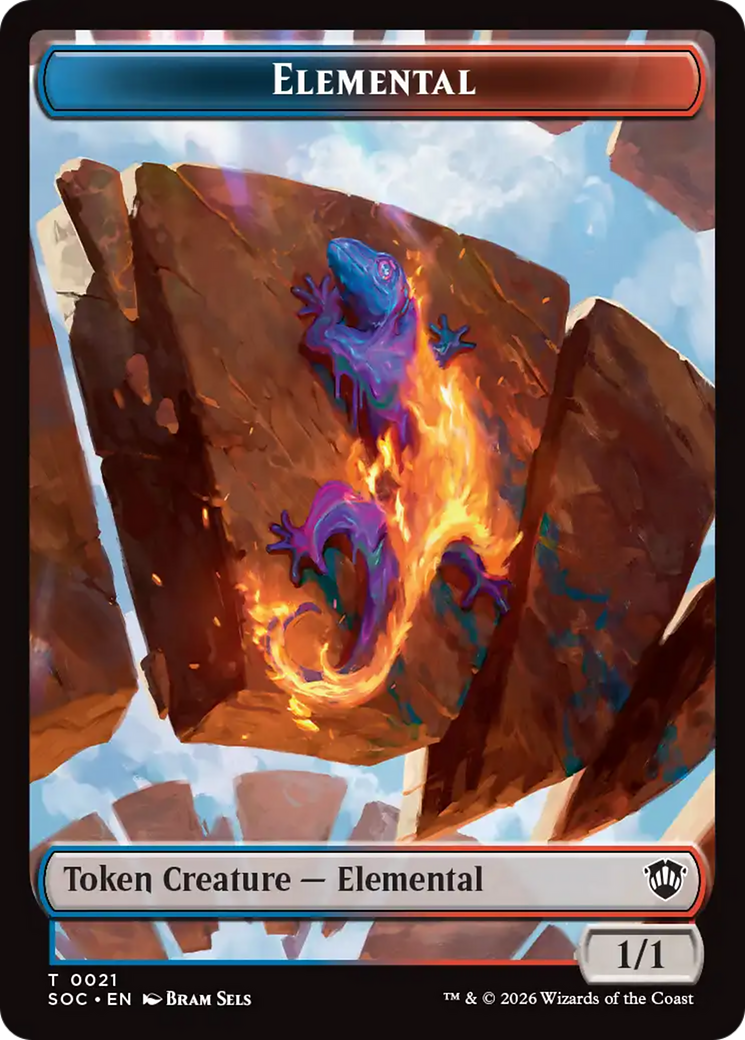 Elemental (0021) // Phyrexian Myr Double-Sided Token [Secrets of Strixhaven Commander Tokens] | Cards and Coasters CA
