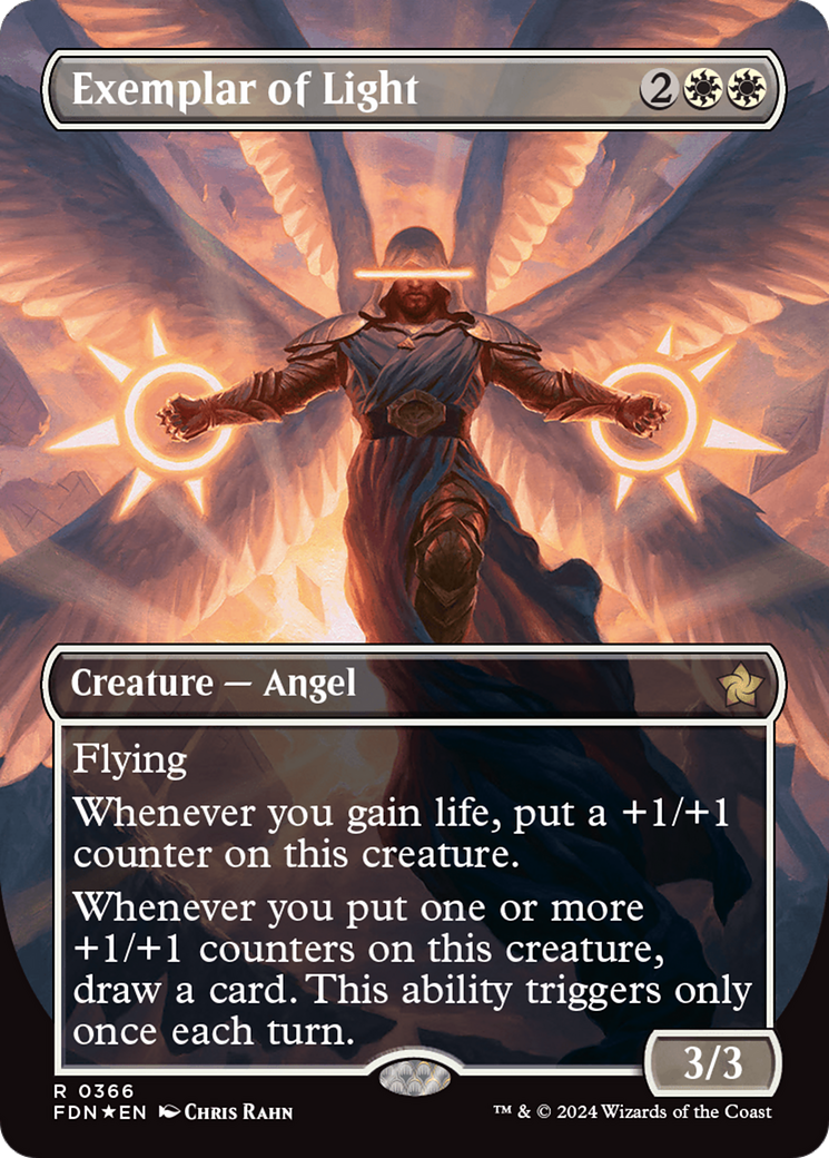 Exemplar of Light (Borderless) (Mana Foil) [Foundations] | Cards and Coasters CA