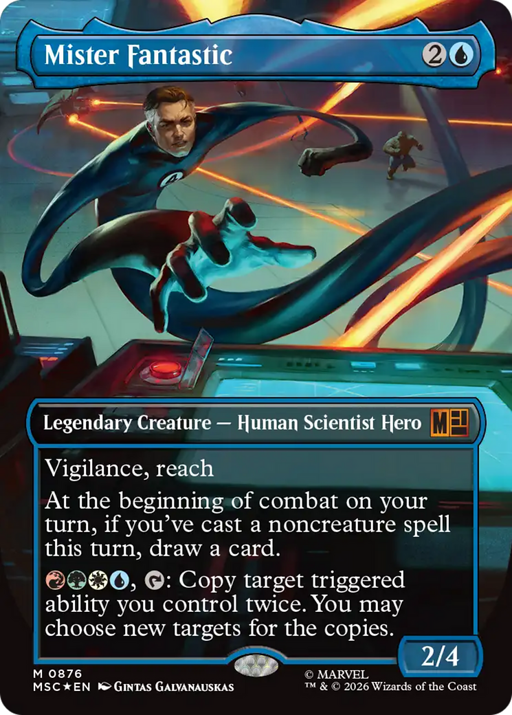 Mister Fantastic (Borderless) (Surge Foil) [Marvel Super Heroes Commander] | Cards and Coasters CA