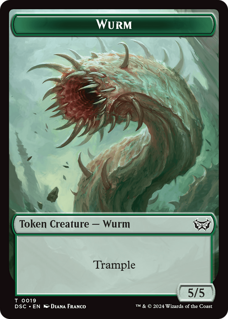 Wurm (0019) // Manifest Double-Sided Token [Duskmourn: House of Horror Commander Tokens] | Cards and Coasters CA