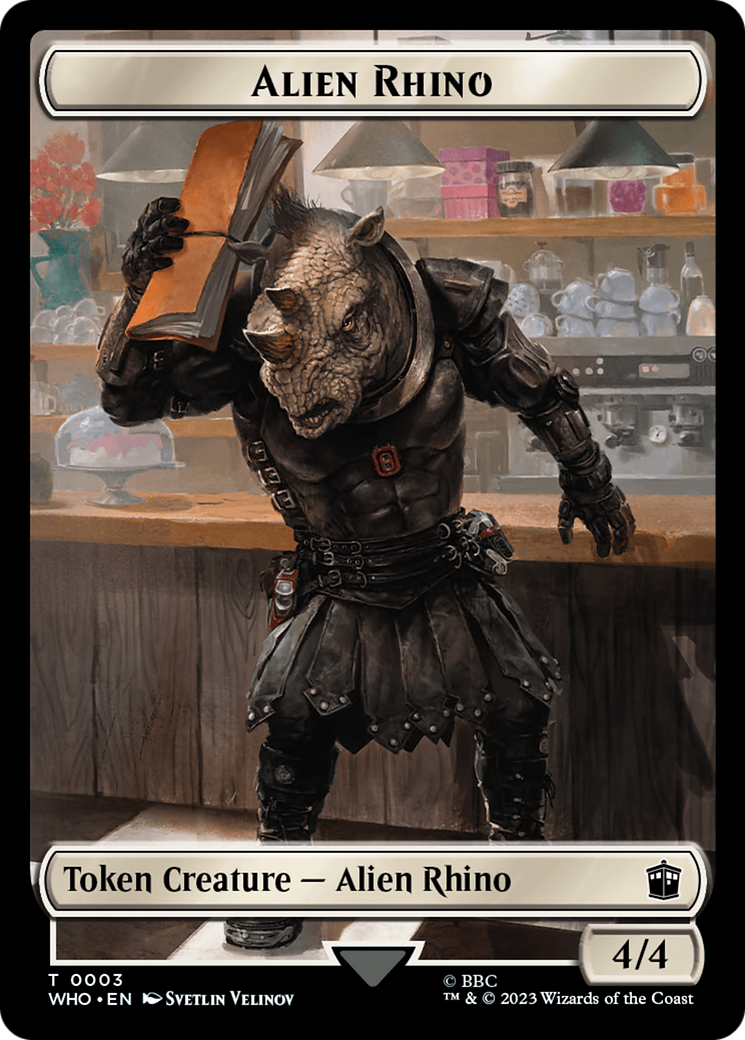 Alien Rhino // Clue (0021) Double-Sided Token [Doctor Who Tokens] | Cards and Coasters CA