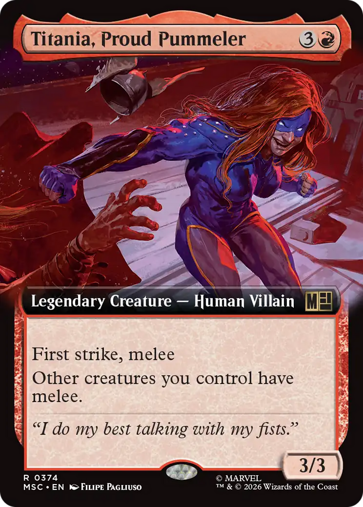 Titania, Proud Pummeler (Extended Art) [Marvel Super Heroes Commander] | Cards and Coasters CA