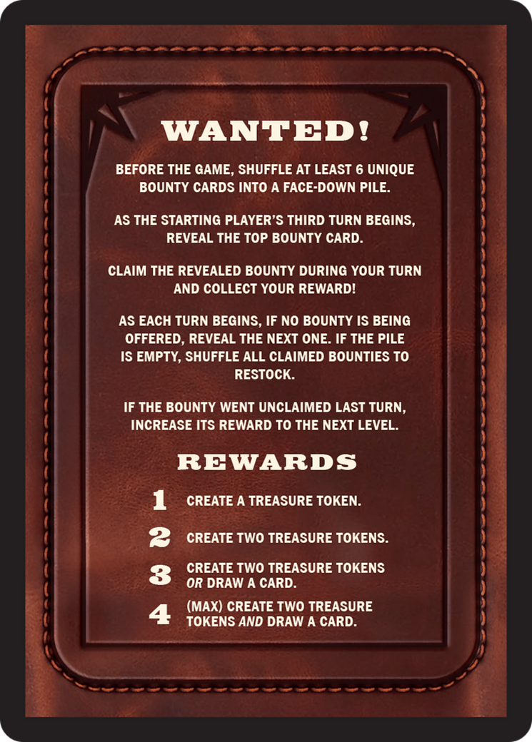 Bounty: The Outsider // Bounty Rules Double-Sided Token [Outlaws of Thunder Junction Commander Tokens] | Cards and Coasters CA