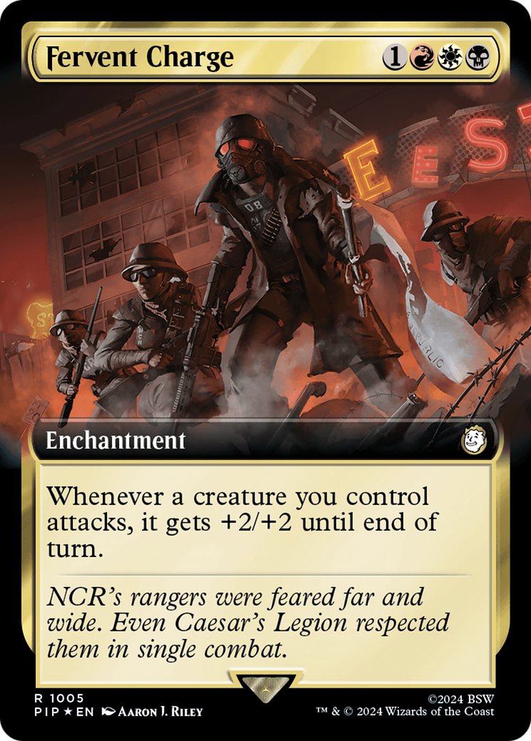 Fervent Charge (Extended Art) (Surge Foil) [Fallout] | Cards and Coasters CA