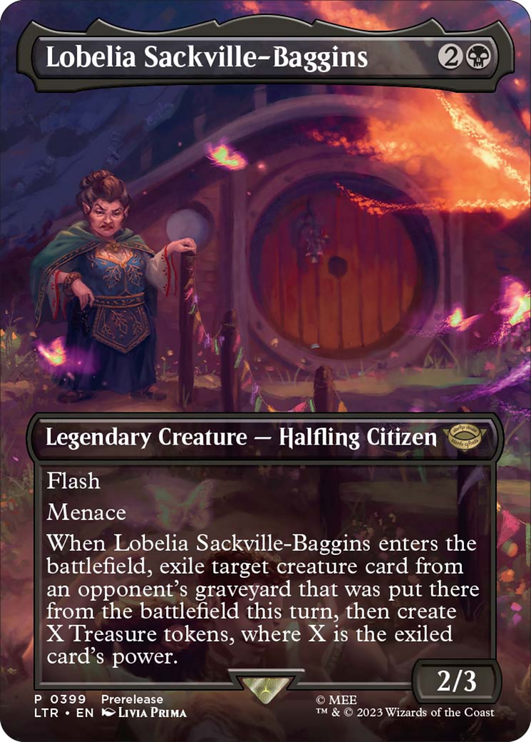 Lobelia Sackville-Baggins (Borderless Alternate Art) [The Lord of the Rings: Tales of Middle-Earth] | Cards and Coasters CA