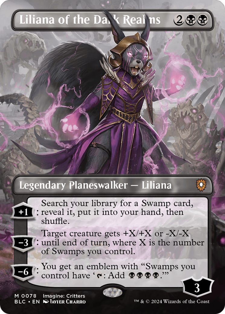 Liliana of the Dark Realms (Borderless) [Bloomburrow Commander] | Cards and Coasters CA