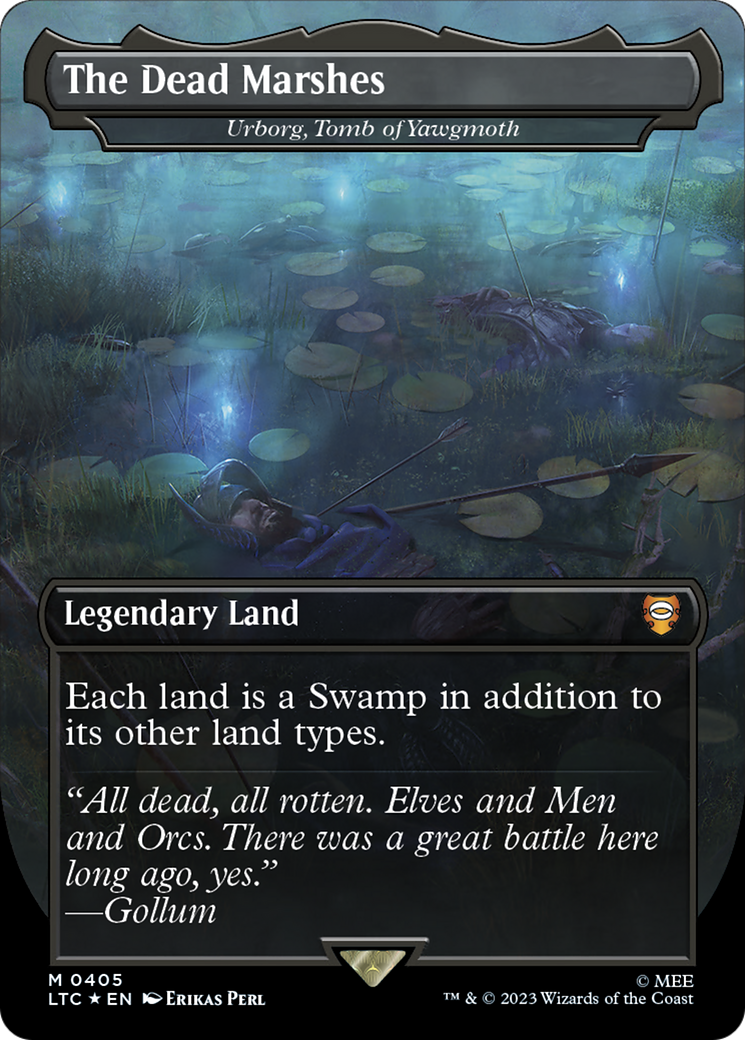 The Dead Marshes - Urborg, Tomb of Yawgmoth (Borderless) (Surge Foil Realms and Relics) [The Lord of the Rings: Tales of Middle-Earth Commander] | Cards and Coasters CA