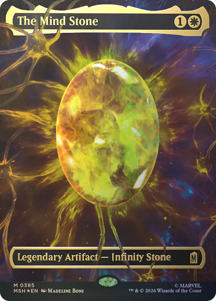 The Mind Stone (Borderless) (Cosmic Foil) [Marvel Super Heroes] | Cards and Coasters CA