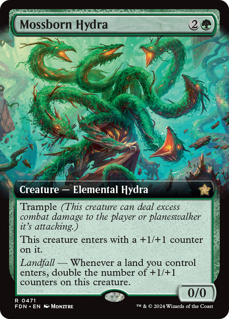 Mossborn Hydra (Extended Art) [Foundations] | Cards and Coasters CA