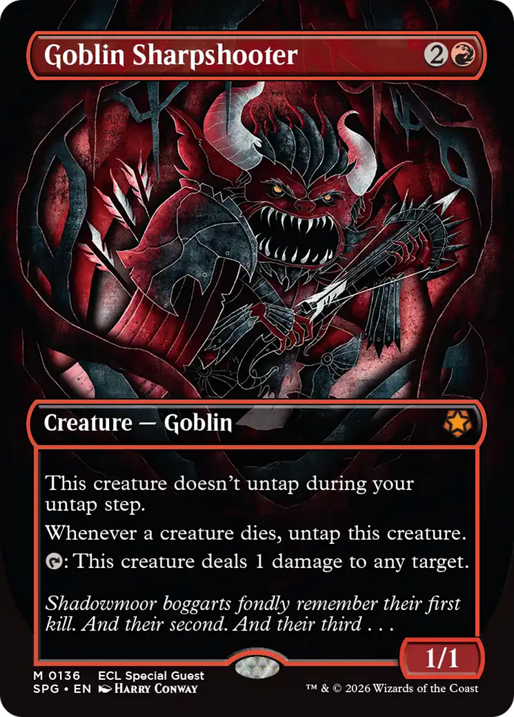 Goblin Sharpshooter (Borderless) [Lorwyn Eclipsed Special Guests] | Cards and Coasters CA