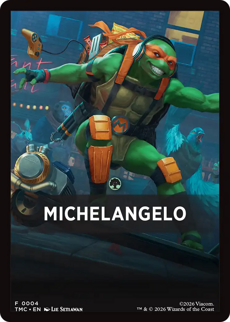 Michelangelo Theme Card [Teenage Mutant Ninja Turtles Commander Tokens] | Cards and Coasters CA