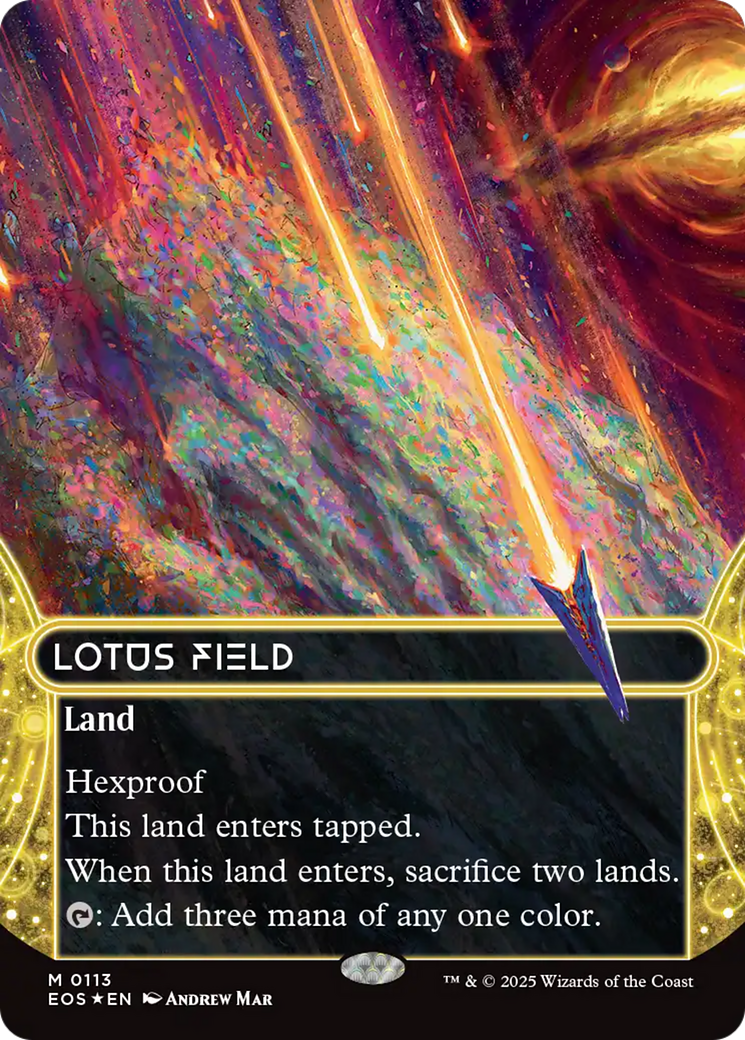 Lotus Field (0113) (Borderless) (Galaxy Foil) [Edge of Eternities: Stellar Sights] | Cards and Coasters CA