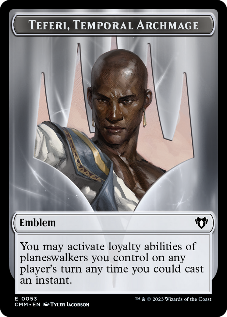 Teferi, Temporal Archmage Emblem [Commander Masters Tokens] | Cards and Coasters CA