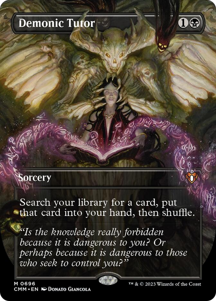 Demonic Tutor (Borderless Alternate Art) [Commander Masters] | Cards and Coasters CA