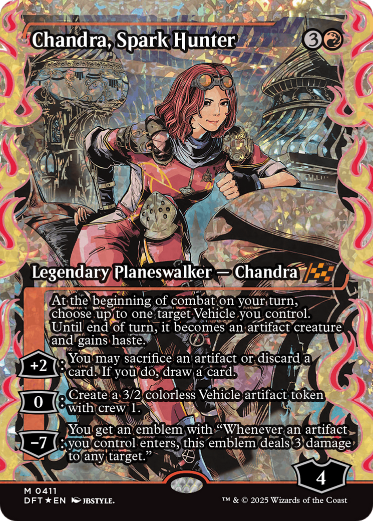 Chandra, Spark Hunter (Showcase) (Fracture Foil) [Aetherdrift] | Cards and Coasters CA