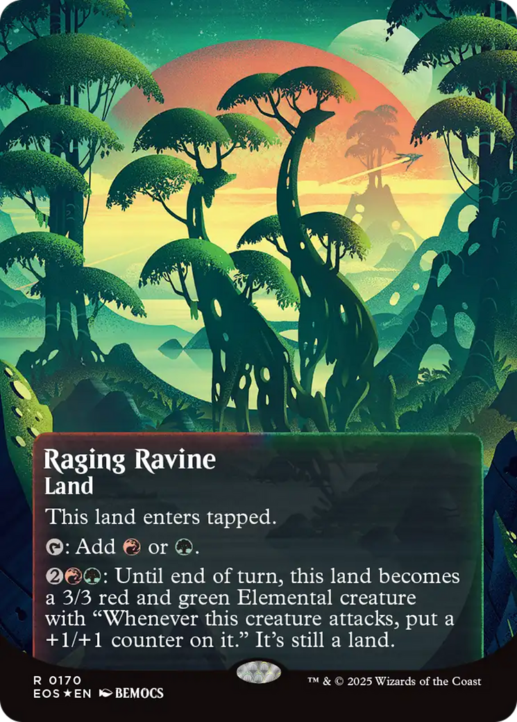Raging Ravine (0170) (Borderless) (Galaxy Foil) [Edge of Eternities: Stellar Sights] | Cards and Coasters CA