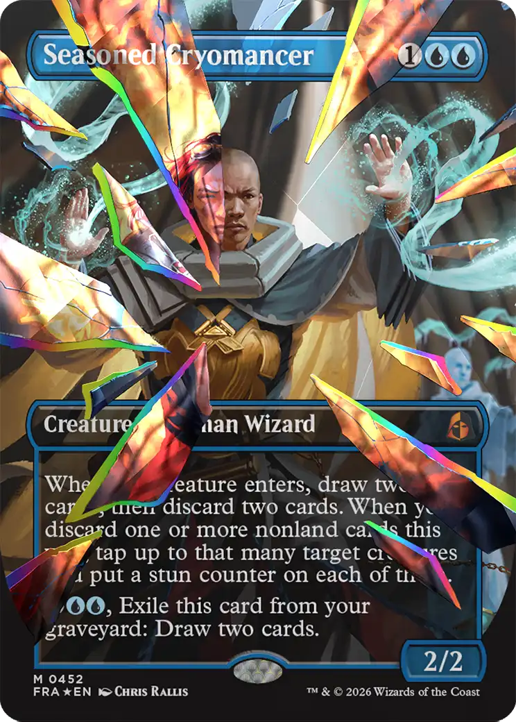 Seasoned Cryomancer (Borderless) (Facet Foil) (0452) [Reality Fracture] | Cards and Coasters CA