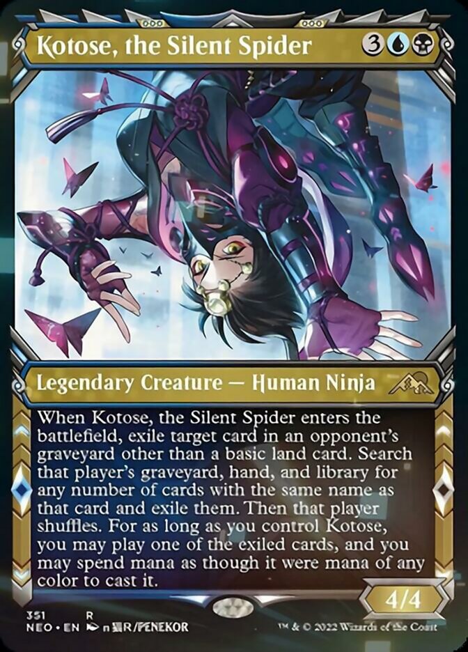 Kotose, the Silent Spider (Showcase Ninja) [Kamigawa: Neon Dynasty] | Cards and Coasters CA