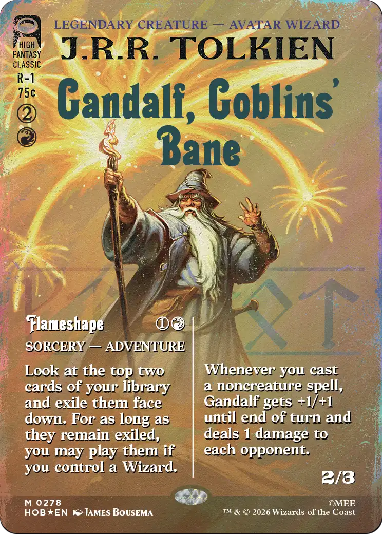 Gandalf, Goblins' Bane (Borderless) (Surge Foil) [The Hobbit] | Cards and Coasters CA