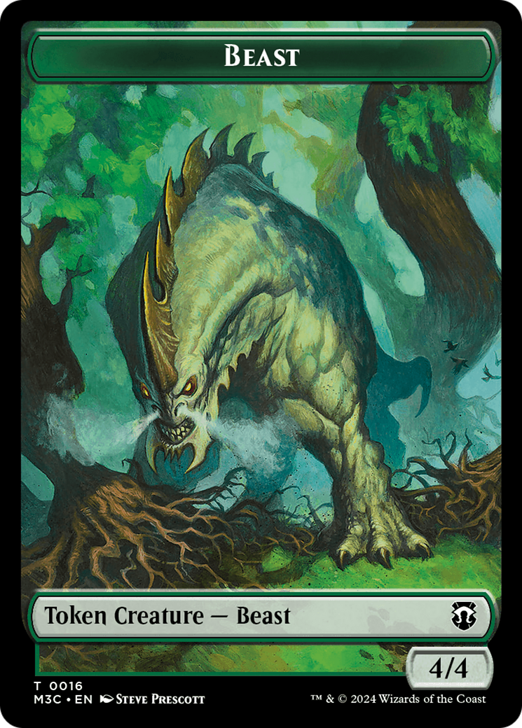 Beast (0016) (Ripple Foil) // Copy Double-Sided Token [Modern Horizons 3 Commander Tokens] | Cards and Coasters CA