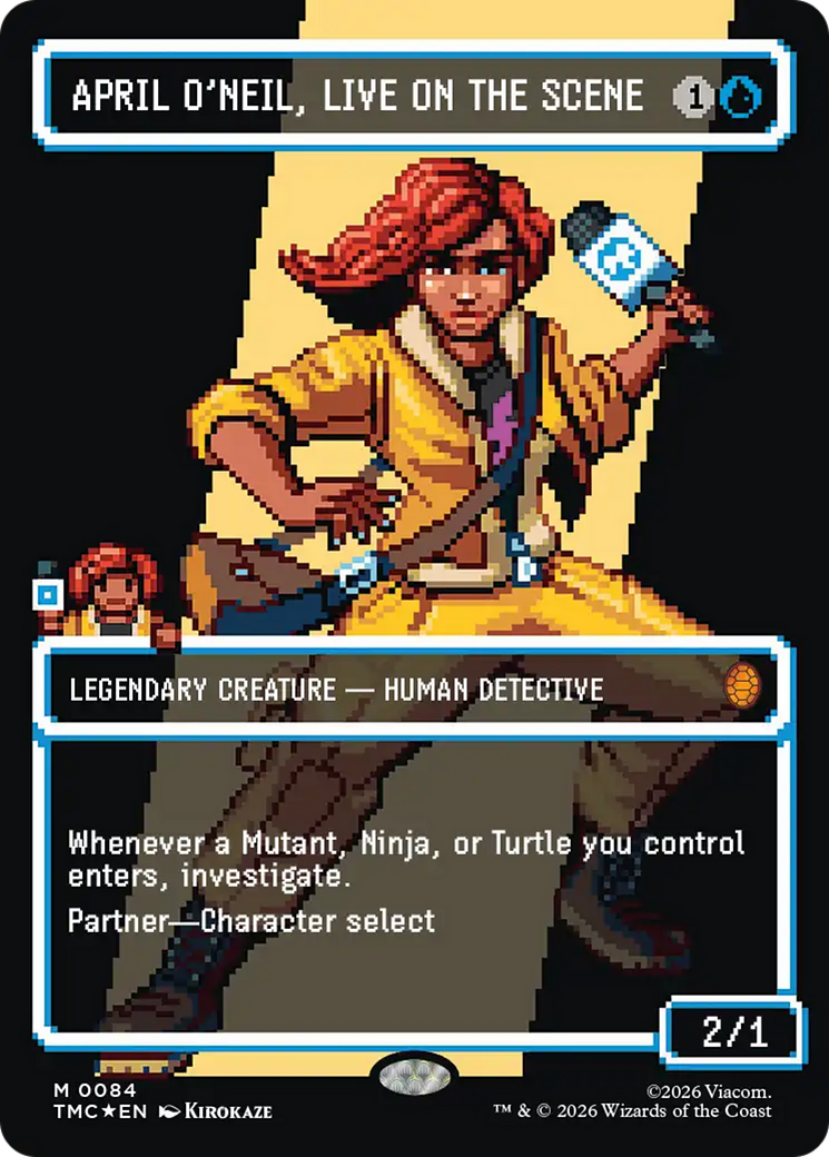 April O'Neil, Live on the Scene (Borderless) (Surge Foil) [Teenage Mutant Ninja Turtles Commander] | Cards and Coasters CA