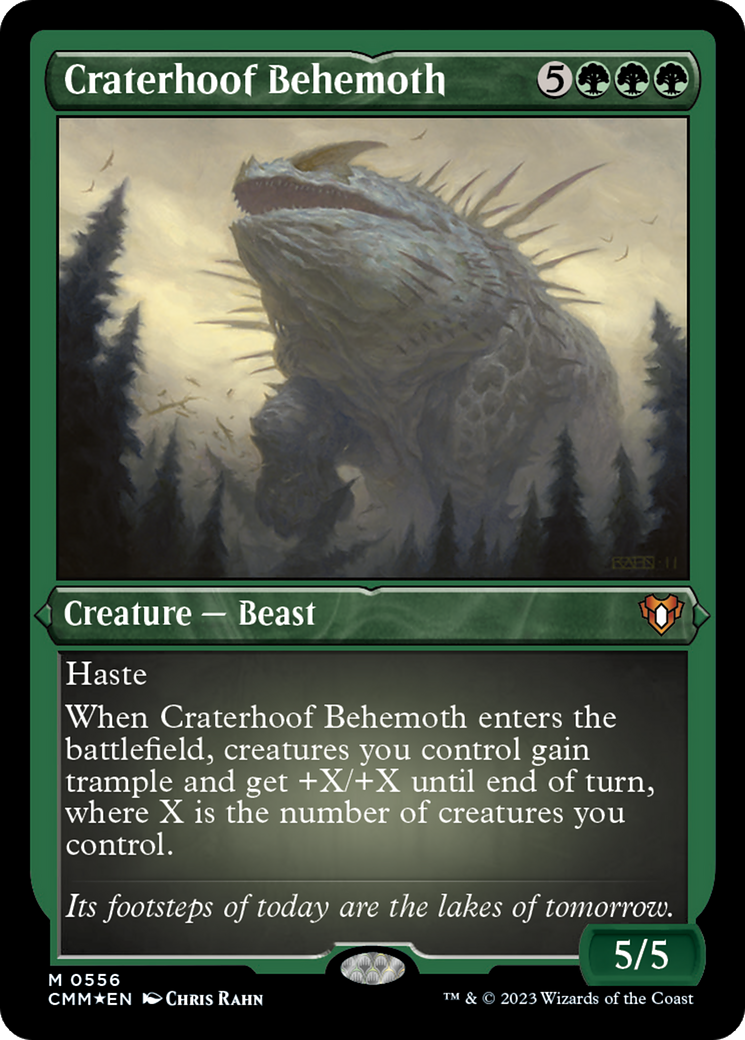 Craterhoof Behemoth (Foil Etched) [Commander Masters] | Cards and Coasters CA